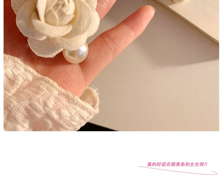 Faux Fabric Pearl Clip Hair Floral