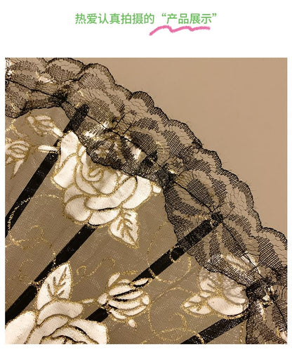 Floral Foldable Set (Various Designs) Lace Choker Fan Hand /