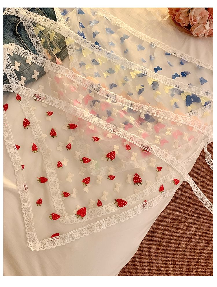 (Various Triangle Head Scarf Designs) Lace Trim