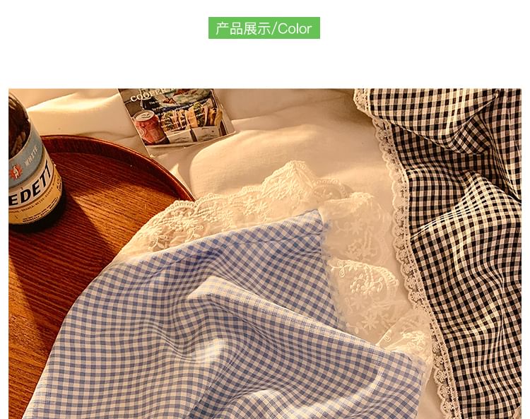 Triangle Plaid Trim Lace Designs) (Various Head Scarf