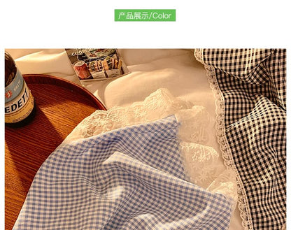 Triangle Plaid Trim Lace Designs) (Various Head Scarf