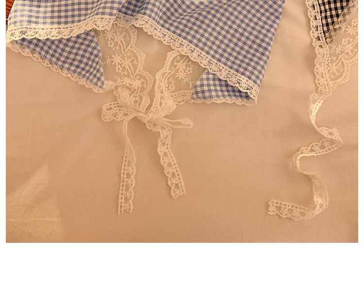 Triangle Plaid Trim Lace Designs) (Various Head Scarf