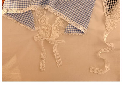 Triangle Plaid Trim Lace Designs) (Various Head Scarf