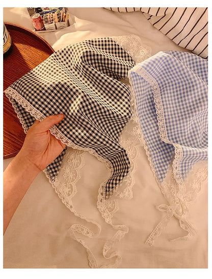 Triangle Plaid Trim Lace Designs) (Various Head Scarf
