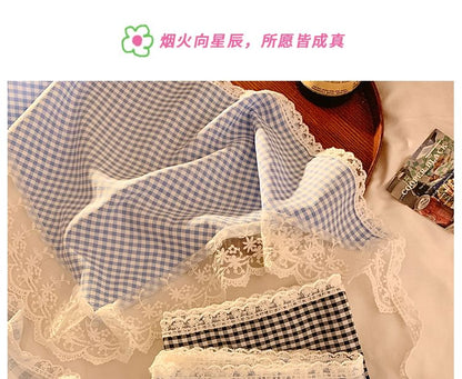Triangle Plaid Trim Lace Designs) (Various Head Scarf