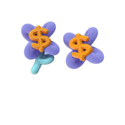 Sign Money On Clip Stud Earring Ear /