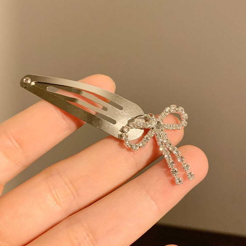 Set Hair Clip Rhinestone / Bow Alloy