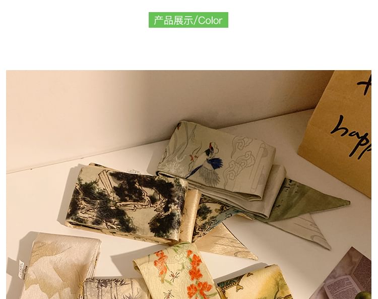 Narrow Tie Scarf Hair Print