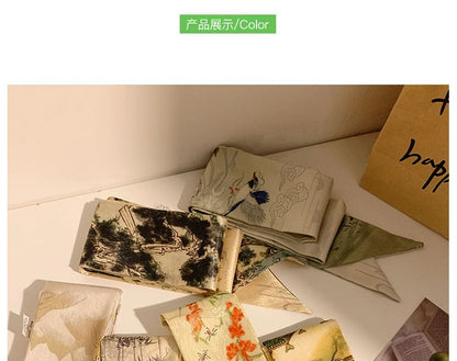 Narrow Tie Scarf Hair Print