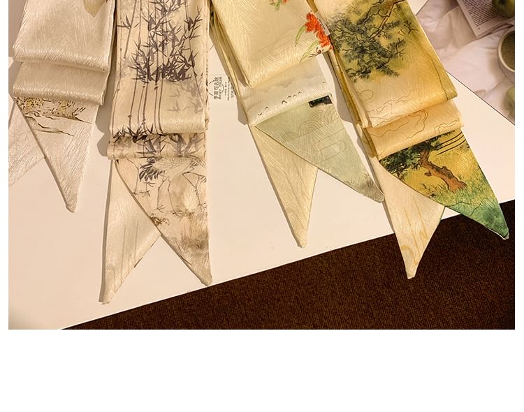 Narrow Tie Scarf Hair Print