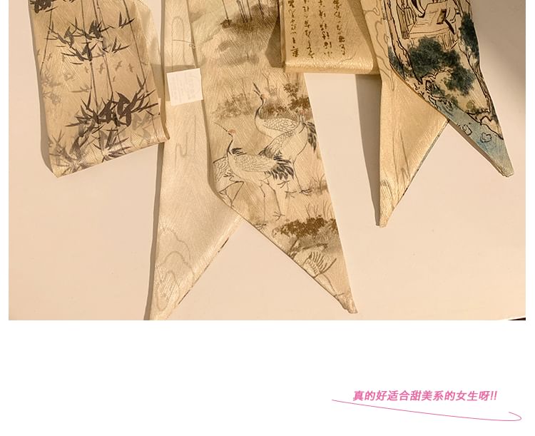 Narrow Tie Scarf Hair Print