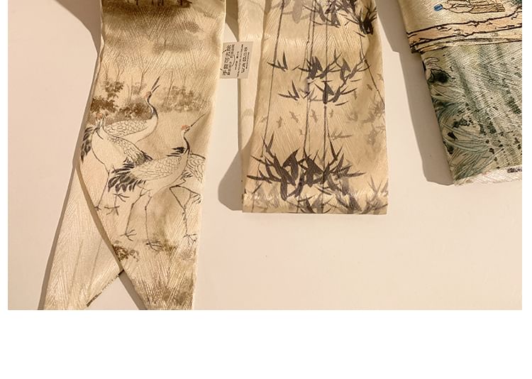 Narrow Tie Scarf Hair Print