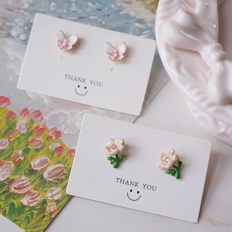 Stud Earring / Alloy Butterfly Floral