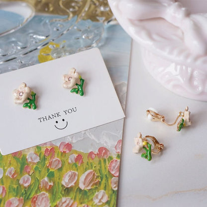 Stud Earring / Alloy Butterfly Floral