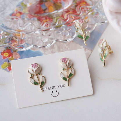 Floral Stud Earring Alloy