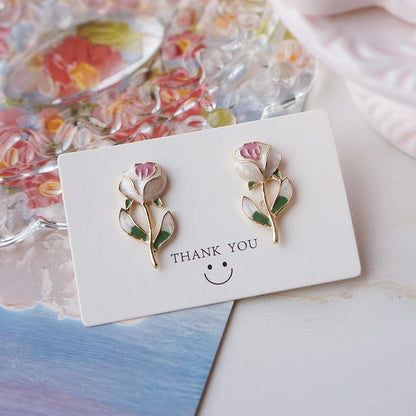 Floral Stud Earring Alloy