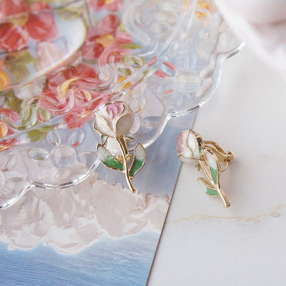 Floral Stud Earring Alloy