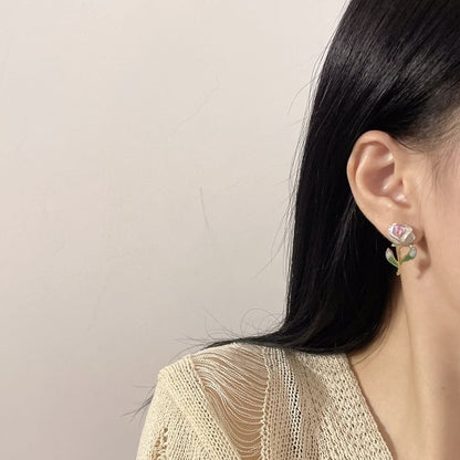 Floral Stud Earring Alloy