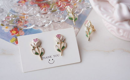 Floral Stud Earring Alloy