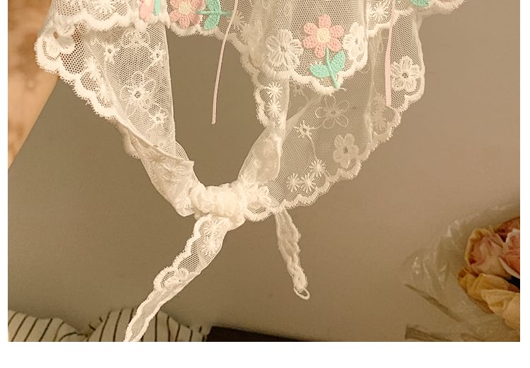 Lace Bandana Flower Embroidered