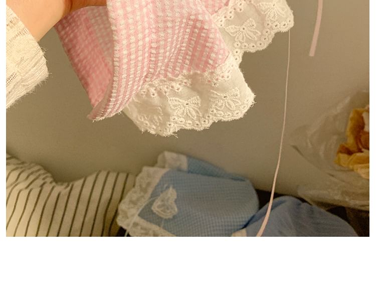 Headband (Various Designs) Plaid Bandana Lace Trim