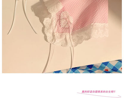 Headband (Various Designs) Plaid Bandana Lace Trim