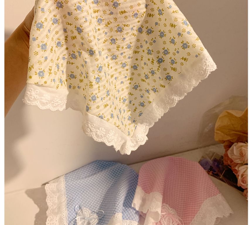 Headband (Various Designs) Plaid Bandana Lace Trim