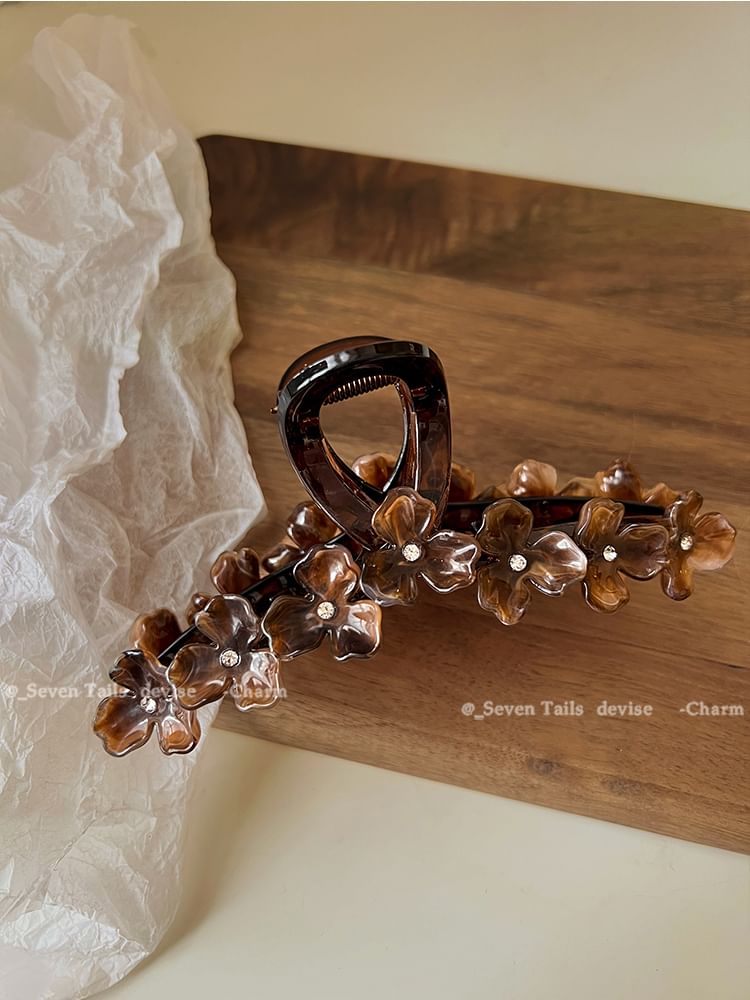 Floral Hair Claw Rhinestone