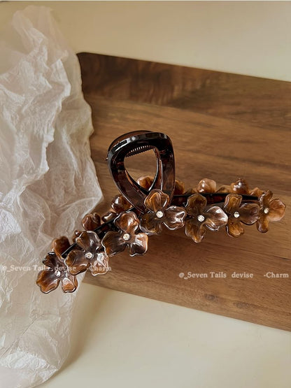 Floral Hair Claw Rhinestone