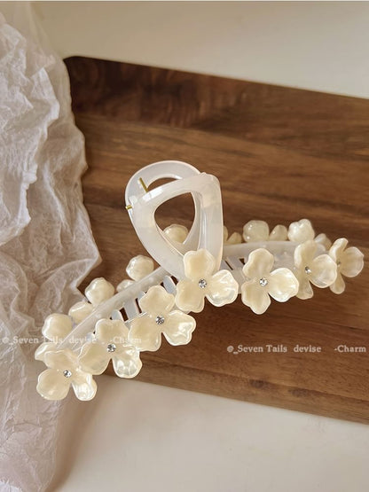 Floral Hair Claw Rhinestone