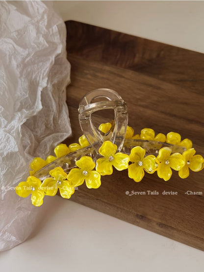 Floral Hair Claw Rhinestone