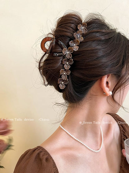 Floral Hair Claw Rhinestone