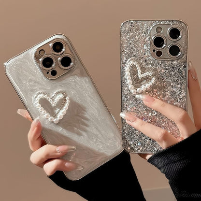 Pearl Phone Faux Heart Case