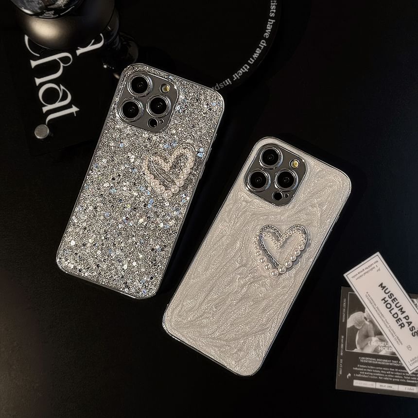 Pearl Phone Faux Heart Case