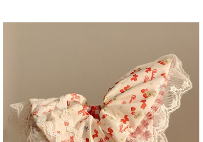 Bandana Lace Cherry Trim Floral Scrunchie / (Various Designs)