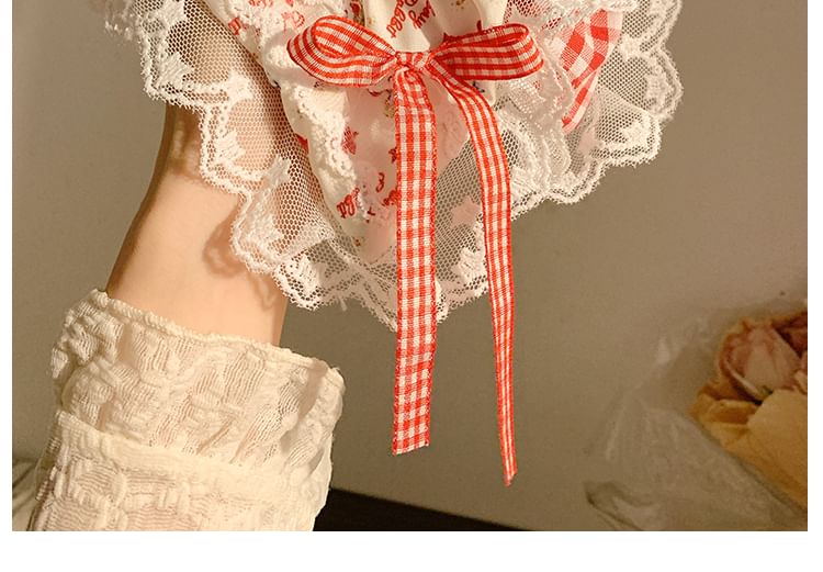 Bandana Lace Cherry Trim Floral Scrunchie / (Various Designs)