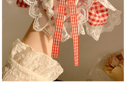 Bandana Lace Cherry Trim Floral Scrunchie / (Various Designs)