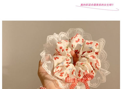 Bandana Lace Cherry Trim Floral Scrunchie / (Various Designs)