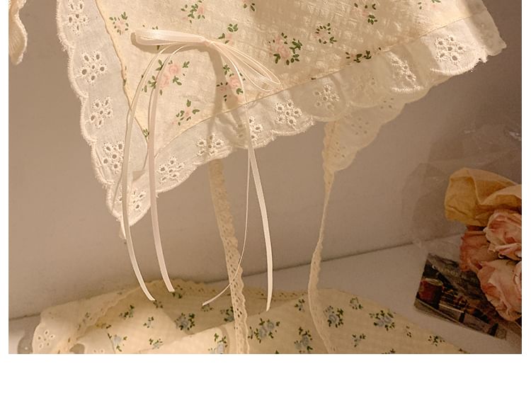 (Various Trim Floral Bandana Scrunchie Designs) / Lace