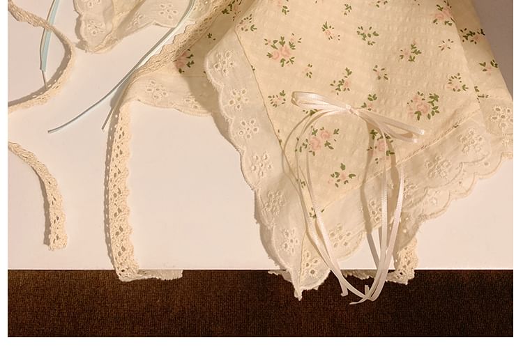 (Various Trim Floral Bandana Scrunchie Designs) / Lace