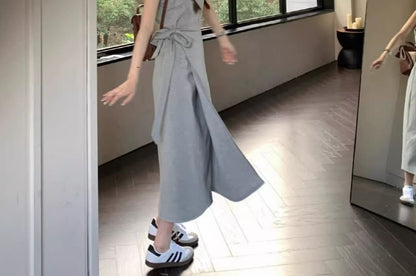 Spaghetti Strap Plain Wrap Maxi Sundress