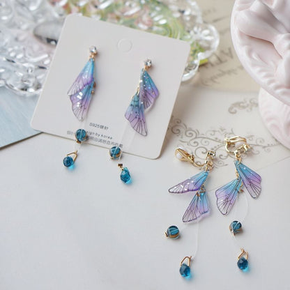 Butterfly Alloy Dangle Crystal Faux Earring