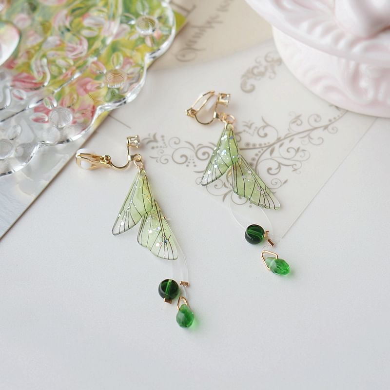 Butterfly Alloy Dangle Crystal Faux Earring