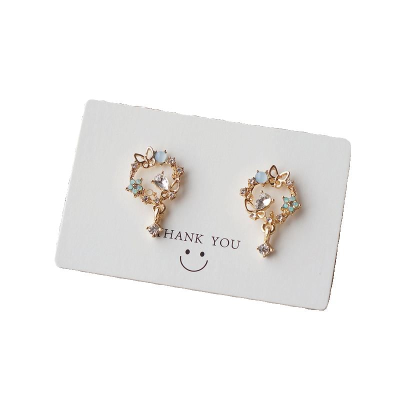 Rhinestone Earring Drop Alloy Butterfly