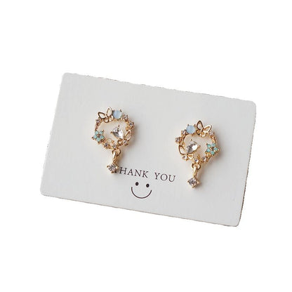 Rhinestone Earring Drop Alloy Butterfly