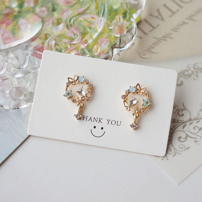 Rhinestone Earring Drop Alloy Butterfly