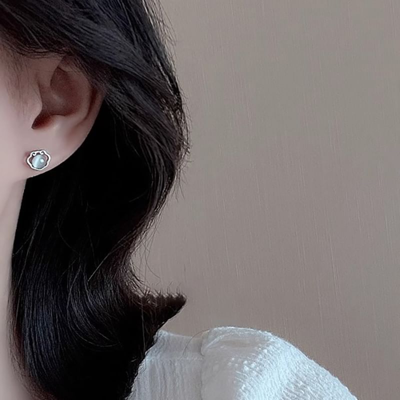 Stud Earring Eye Cat Stone