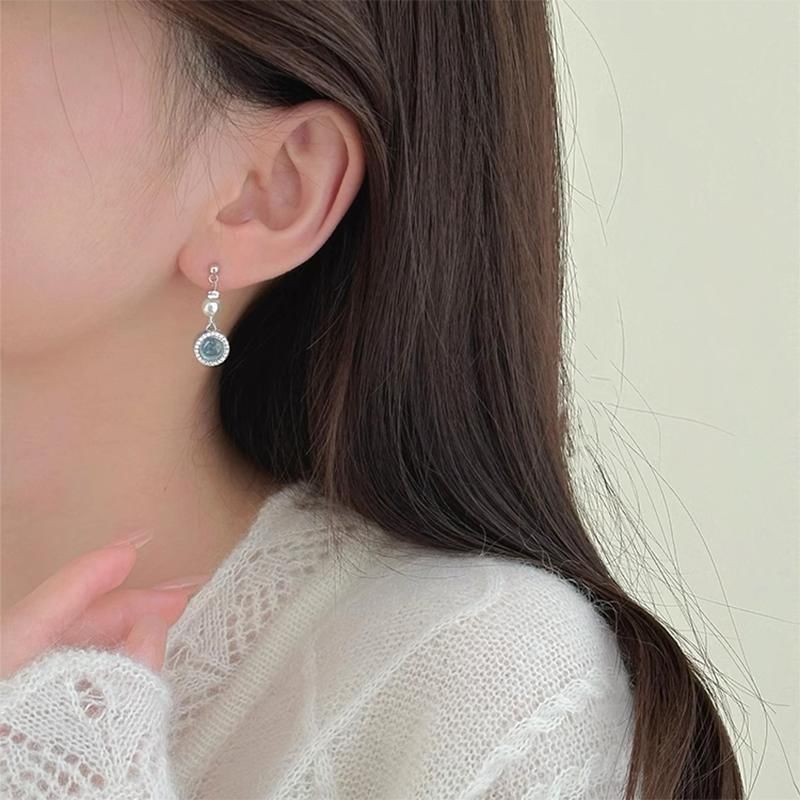 Drop Faux Pearl Rhinestone Earring