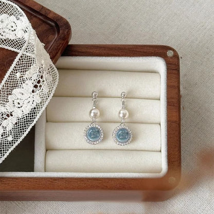 Drop Faux Pearl Rhinestone Earring