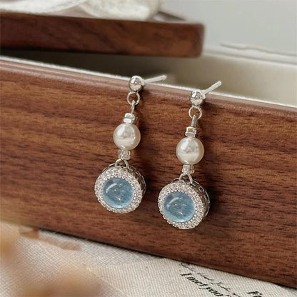 Drop Faux Pearl Rhinestone Earring